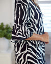 SHIFT DRESS  - BLACK/WHITE ZEBRA