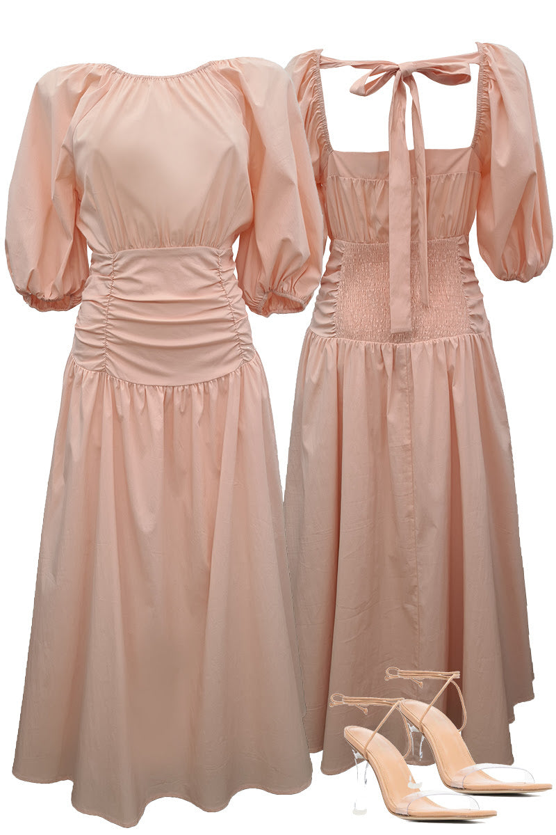 BRIDGITTE MIDI DRESS- PEACH