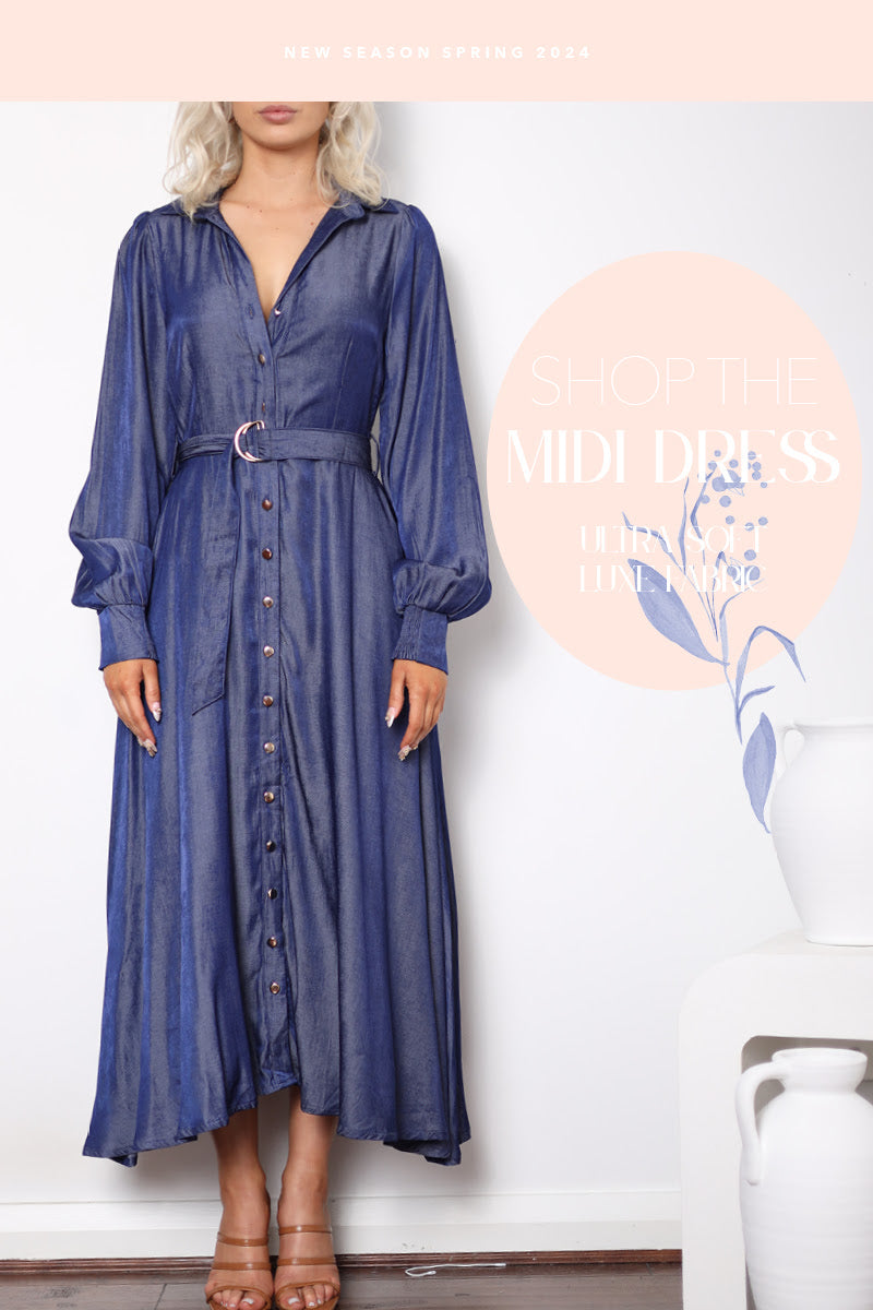 NICALINA MIDI DRESS- INDIGO