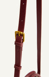 Woven Vegan Leather Handle Bag with Internal Clasp Detachable Pouch and Strap- Merlot