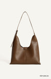 SHARMAINE SHOULDER BAG- ESPRESSO Vegan Leather Adjustable Buckle Shoulder Bag with Suedette Pouch-