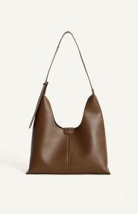 SHARMAINE SHOULDER BAG- ESPRESSO Vegan Leather Adjustable Buckle Shoulder Bag with Suedette Pouch-