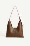 SHARMAINE SHOULDER BAG- ESPRESSO Vegan Leather Adjustable Buckle Shoulder Bag with Suedette Pouch-