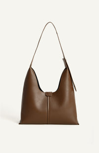 SHARMAINE SHOULDER BAG- ESPRESSO Vegan Leather Adjustable Buckle Shoulder Bag with Suedette Pouch-