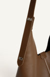 SHARMAINE SHOULDER BAG- ESPRESSO Vegan Leather Adjustable Buckle Shoulder Bag with Suedette Pouch-