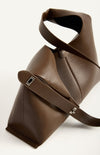 SHARMAINE SHOULDER BAG- ESPRESSO Vegan Leather Adjustable Buckle Shoulder Bag with Suedette Pouch-