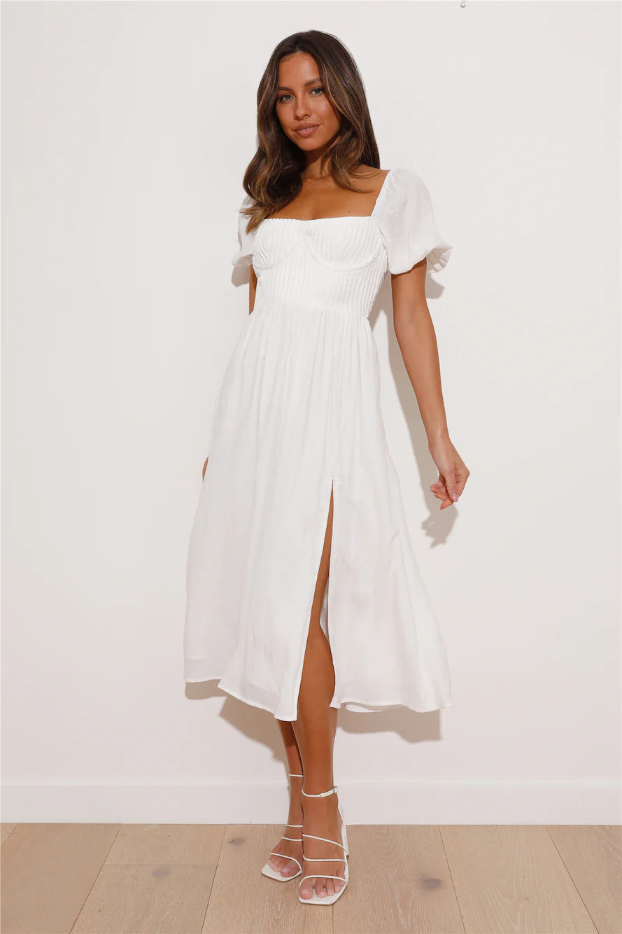 PARKER MIDI DRESS- WHITE