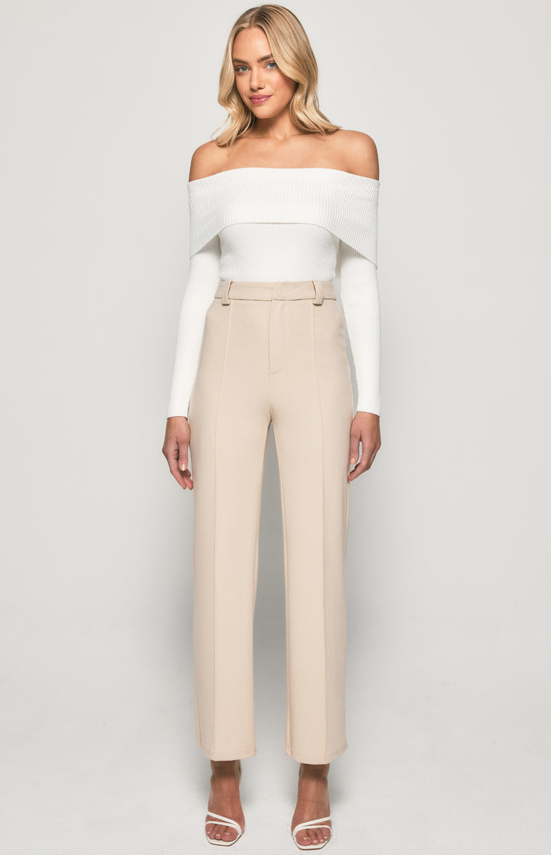 Madison Wide Leg Pant- Bone