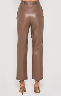 Phoenix Faux Leather Pants- Brown