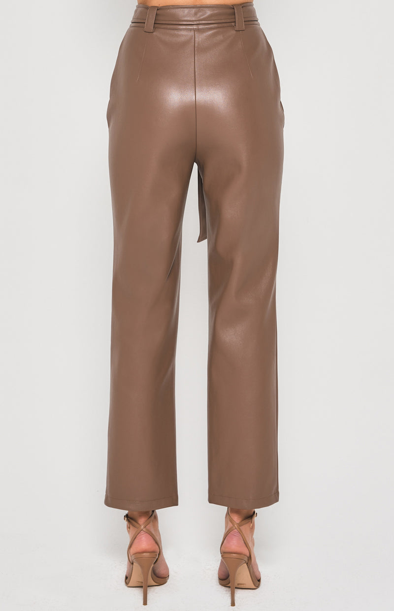 Phoenix Faux Leather Pants- Brown