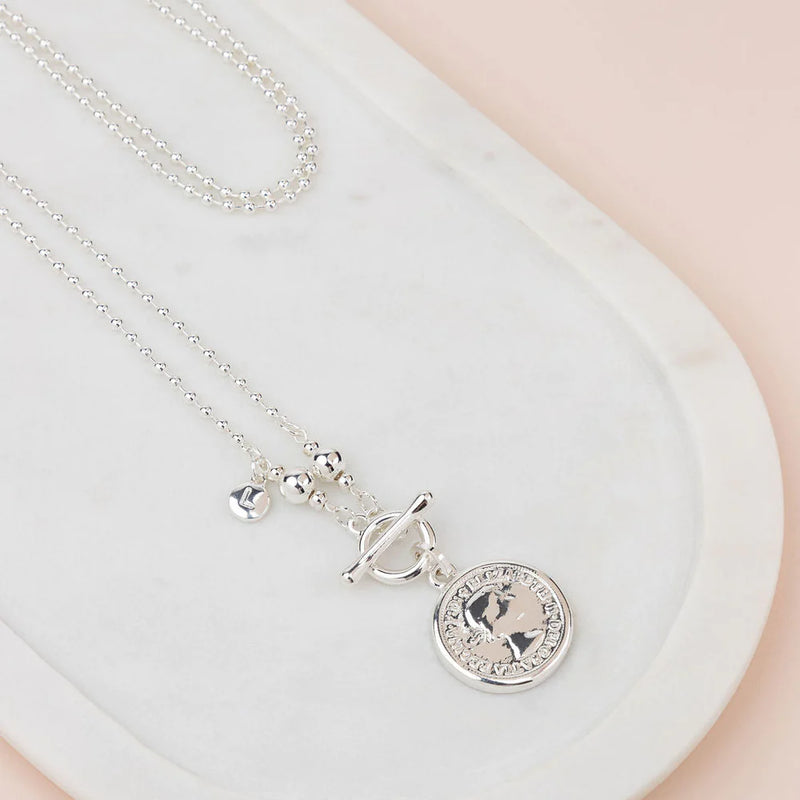 SILVER T-BAR COIN NECKLACE