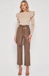 Phoenix Faux Leather Pants- Brown