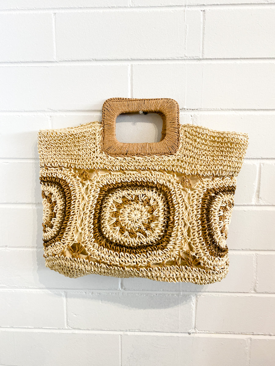 RYLA CROCHET STRAW HANDBAG