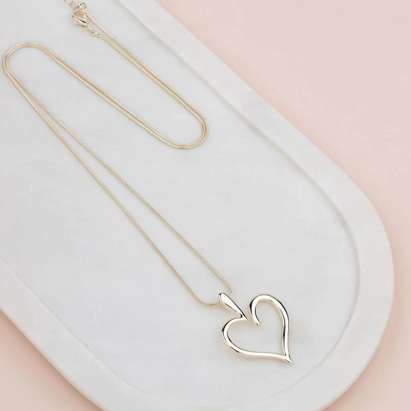 GOLD J1 FAVORITE HEART LONG NECKLACE