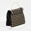 Pearly Studded Woven Handbag