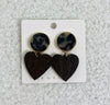 Vintage Wood Drop Earrings- Heart