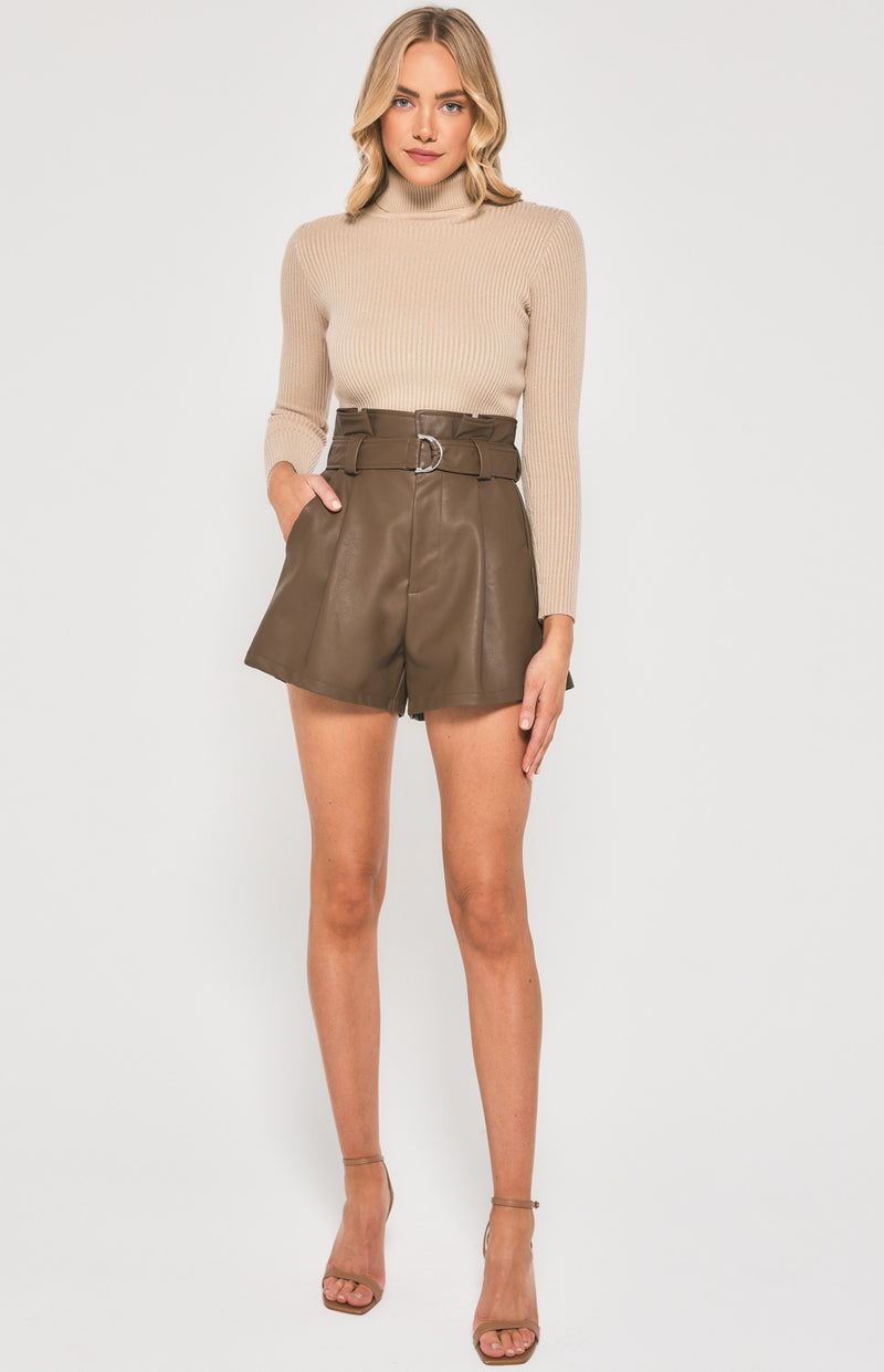 Vegan Leather Short| Chocolate