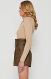 COLLARED KNIT TOP - CARAMEL