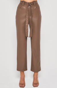 Phoenix Faux Leather Pants- Brown