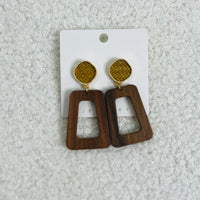 Vintage Wood Drop Earring