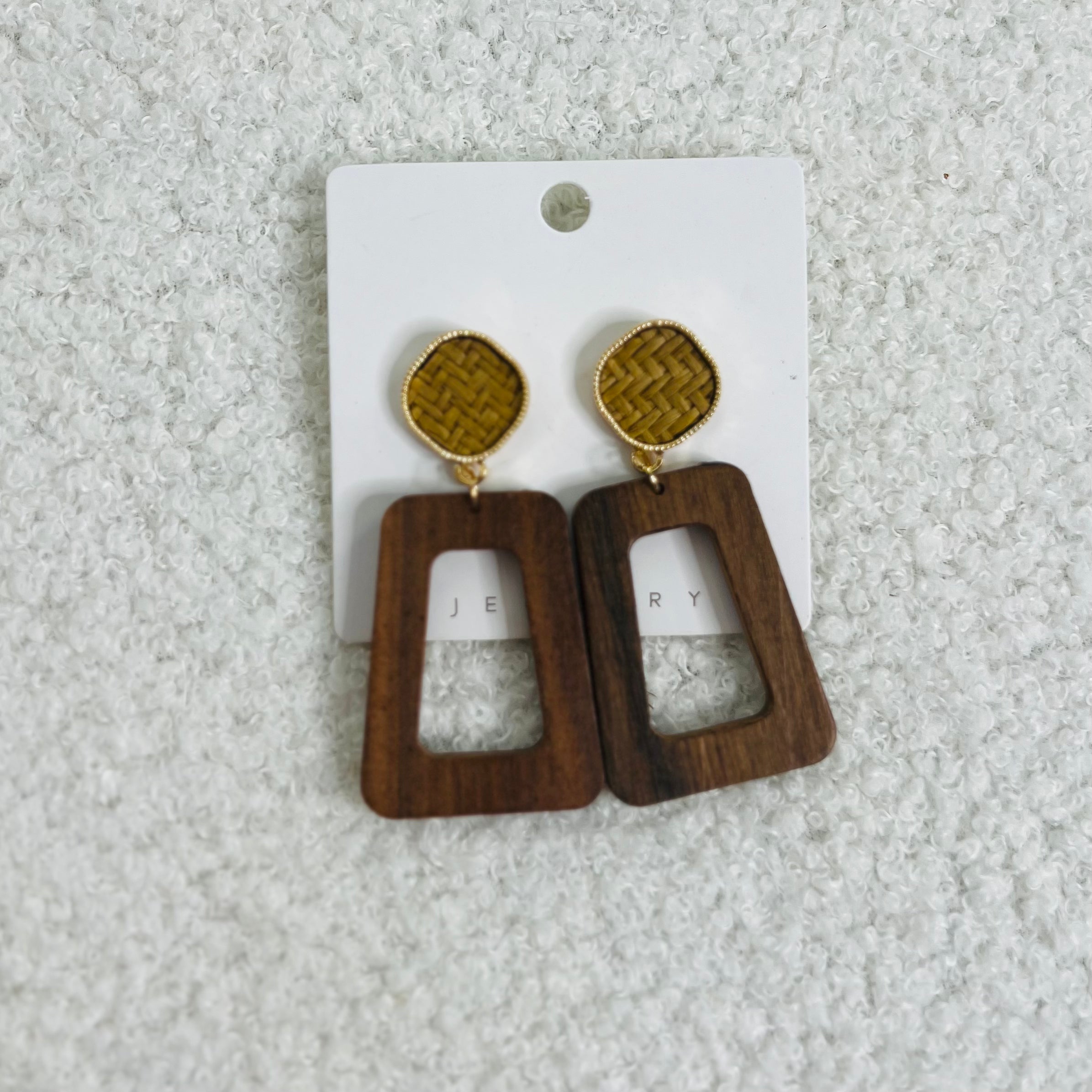 Vintage Wood Drop Earring
