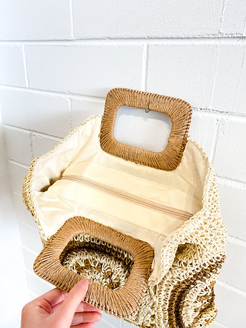 RYLA CROCHET STRAW HANDBAG